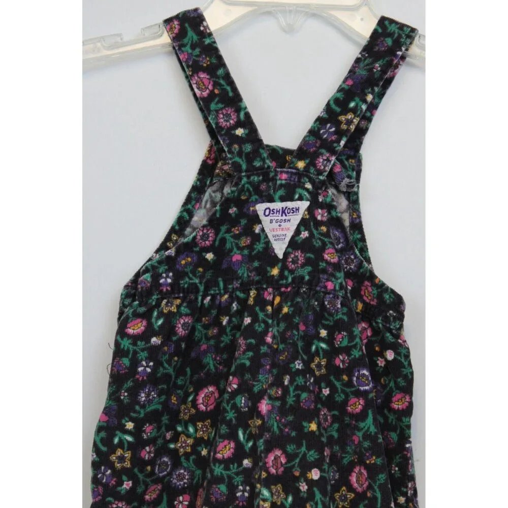 Vtg 1980s OshKosh B'Gosh Overalls Girls sz 18m Corduroy Floral Flowers Autumn